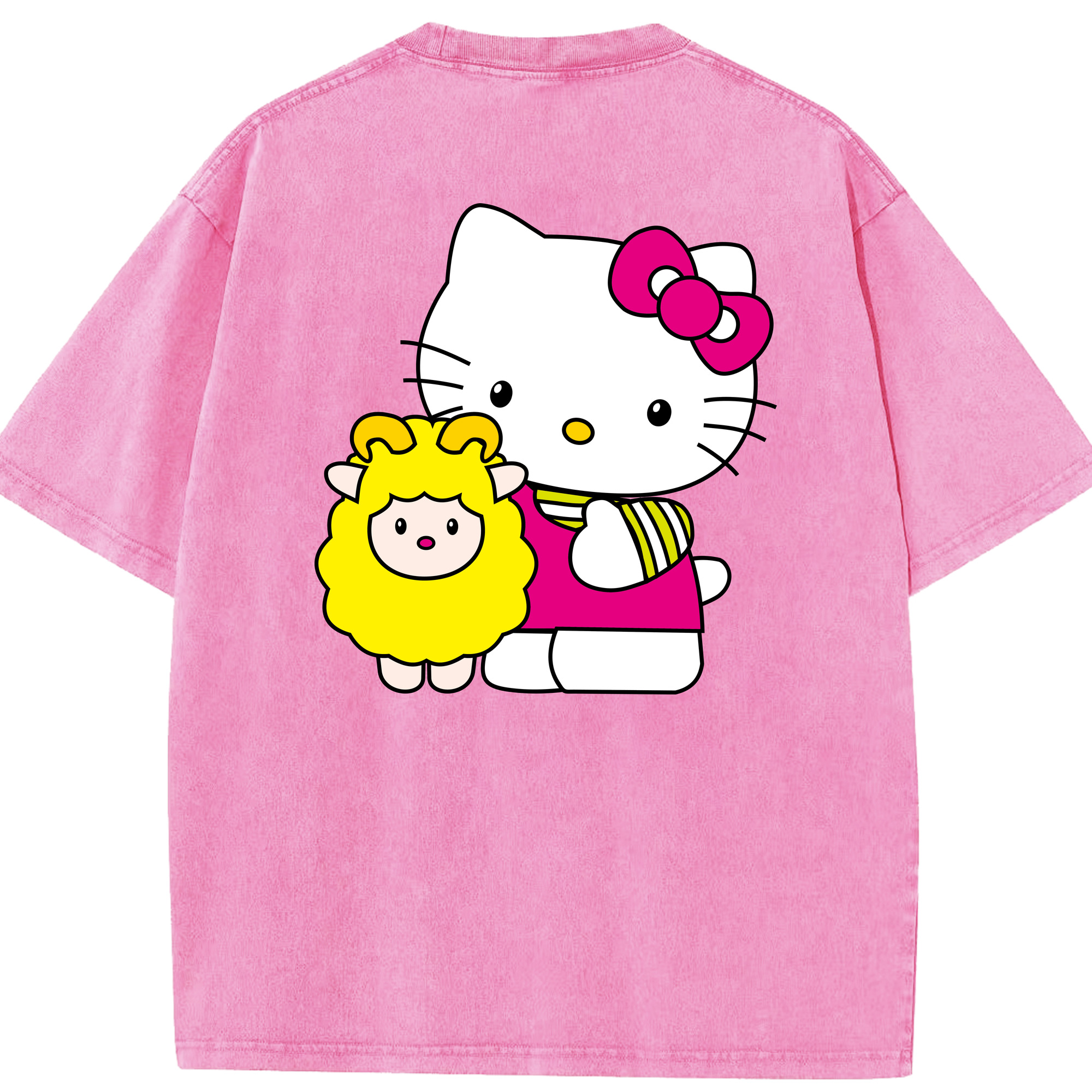 （画像用） Hello Kitty ハローキティ 綿100% ヴィンテージ風 半袖Tシャツ（背面プリント）